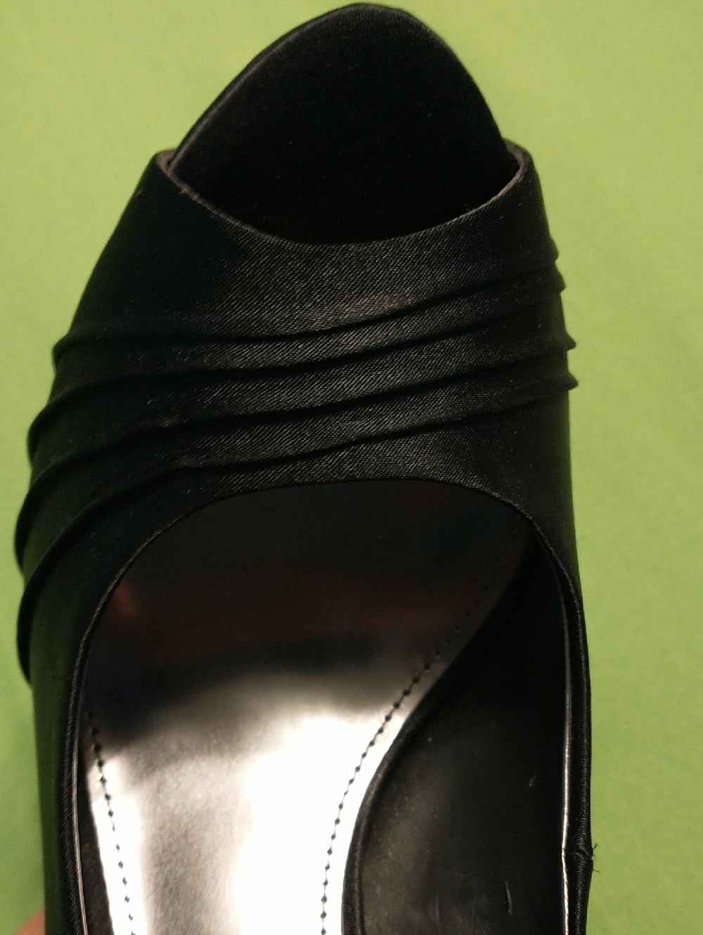 Worthington Black Satin Peep-Toe Evening Shoes - Picture 9 of 10